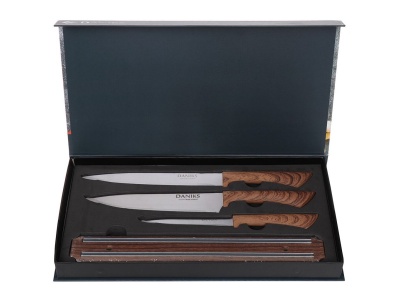 Набор ножей кухонных нерж сталь 4 предмета (нож 3шт, магнитный держатель) Daniks Платан (12шт/уп) - фото в Миди Лтд Изображение товара Набор ножей кухонных нерж сталь 4 предмета (нож 3шт, магнитный держатель) Daniks Платан (12шт/уп) в Миди Лтд