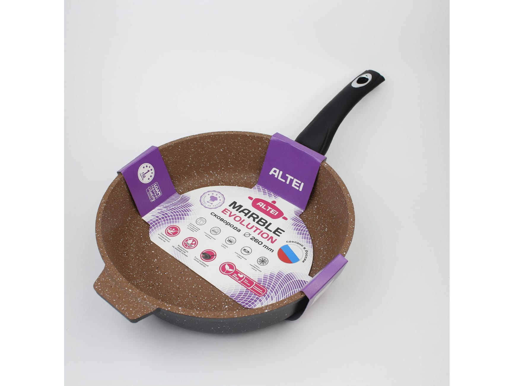 Изображение товара Сковорода  Marble evolution brown 26см АП несъемная ручка АЛТЕЙ(10шт/уп) Х в Миди Лтд