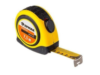 Рулетка  7,5м*25 ЕРМАК автостоп двухкомп. корпус - фото в Миди Лтд Изображение товара Рулетка  7,5м*25 ЕРМАК автостоп двухкомп. корпус в Миди Лтд