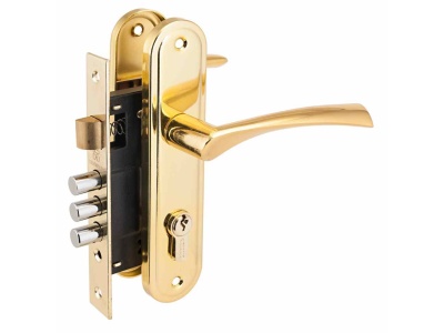 Замок врезной 103/3-61A(1203) GP латунь малый корпус с ручкой Аллюр (12шт/уп) - фото в Миди Лтд Изображение товара Замок врезной 103/3-61A(1203) GP латунь малый корпус с ручкой Аллюр (12шт/уп) в Миди Лтд