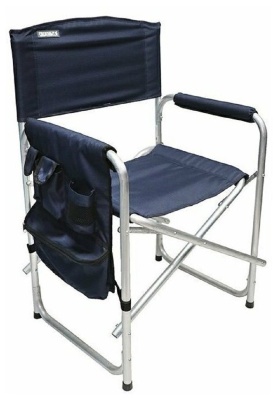 Изображение товара Кресло складное СЛЕДОПЫТ 585х450х825мм с карманом на подлокотнике, алюминий, цвет синий в Миди Лтд