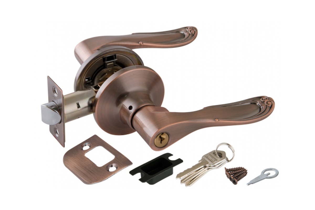 Замок ручка Медь с ключом,фиксатором 6030 АС-Е - фото в Миди Лтд Изображение товара Замок ручка Медь с ключом,фиксатором 6030 АС-Е в Миди Лтд