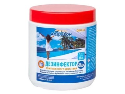 Средство дезинфицирующее 3 в 1 АКВАЛЕОН медленный стабилизированный хлор комплексного  DK0.6T/0058 - фото в Миди Лтд Изображение товара Средство дезинфицирующее 3 в 1 АКВАЛЕОН медленный стабилизированный хлор комплексного  DK0.6T/0058 в Миди Лтд