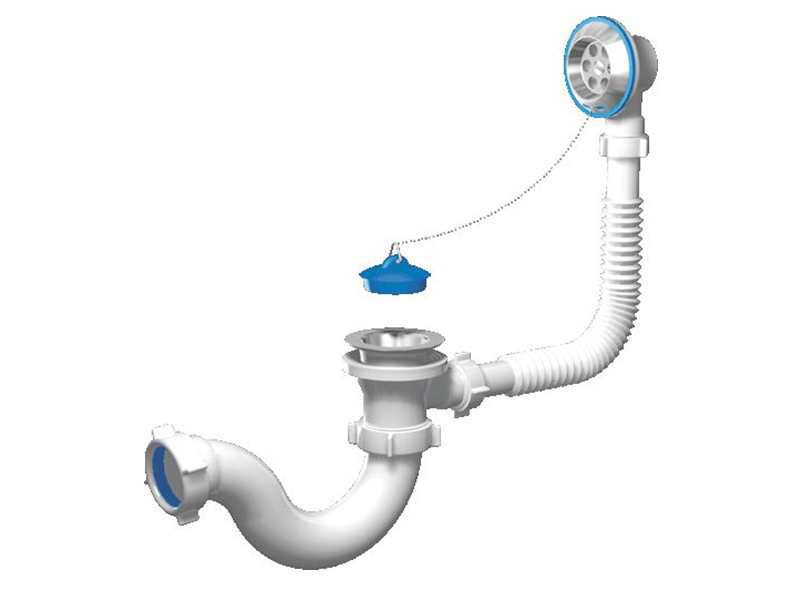 Изображение товара Сифон для ванны с выпуском и переливом 1 1/2*40 Е150 в Миди Лтд