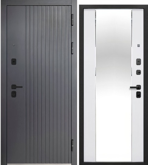 Дверь металлическая 960 левая 9см ТАЙГА 2МДФ Зеркало  - фото в Миди Лтд Изображение товара Дверь металлическая 960 левая 9см ТАЙГА 2МДФ Зеркало  в Миди Лтд