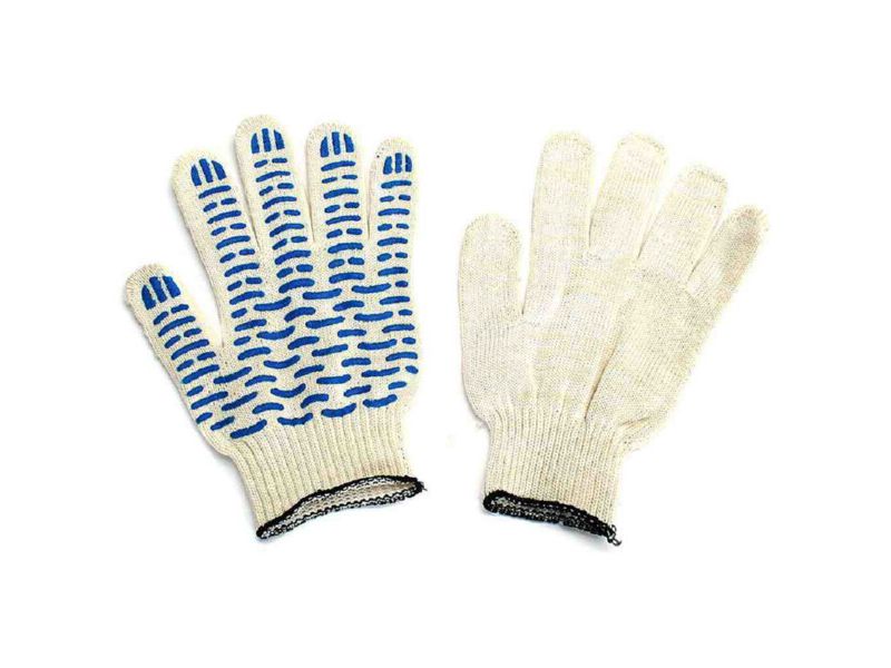 Изображение товара Перчатки х/б 5 нитей  7,5 кл. ПВХ Волна Белые (10шт/уп)(200шт/меш) в Миди Лтд