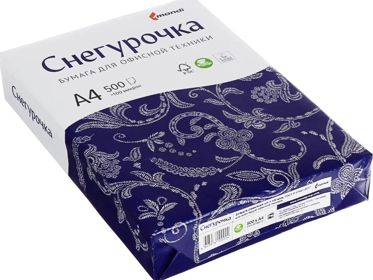 Бумага д/оф. техники Снегурочка А4 80 г/м белизна 96% 500л (5шт/уп) (60уп/пал) - фото в Миди Лтд Изображение товара Бумага д/оф. техники Снегурочка А4 80 г/м белизна 96% 500л (5шт/уп) (60уп/пал) в Миди Лтд