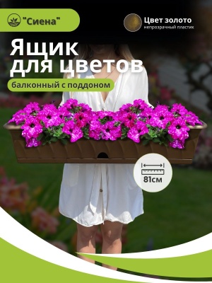 Изображение товара Ящик для растений СИЕНА с поддоном 81см золотой (5шт/уп) в Миди Лтд