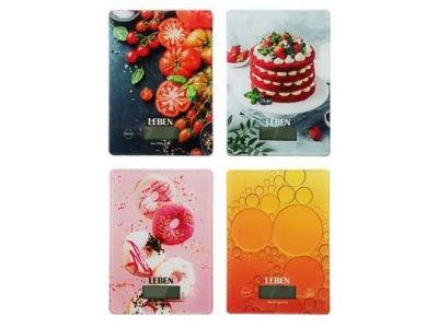 Весы кухонные электронные LEBEN нагрузка до 5кг стекло с дизайном прямоугольные (24шт/кор) - фото в Миди Лтд Изображение товара Весы кухонные электронные LEBEN нагрузка до 5кг стекло с дизайном прямоугольные (24шт/кор) в Миди Лтд