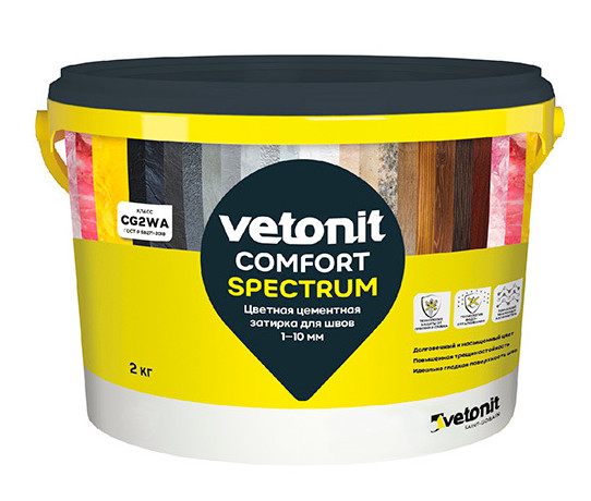 Затирка Ветонит Комфорт спектрум серый 2кг (12шт/уп; 192шт/пал) - фото в Миди Лтд Изображение товара Затирка Ветонит Комфорт спектрум серый 2кг (12шт/уп; 192шт/пал) в Миди Лтд