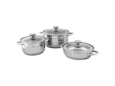 Набор посуды GALAXY LINE GL 9505 6 предметов Сковорода 2,9л с крышкой Кастрюля 3,6л с крышкой  - фото в Миди Лтд Изображение товара Набор посуды GALAXY LINE GL 9505 6 предметов Сковорода 2,9л с крышкой Кастрюля 3,6л с крышкой  в Миди Лтд