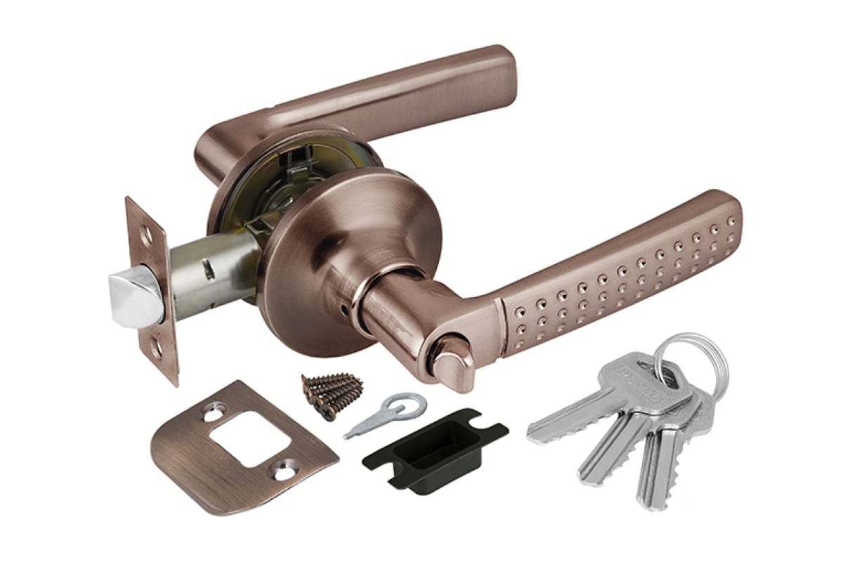 Замок ручка Медь с ключом,фиксатором 6026 АС-Е - фото в Миди Лтд Изображение товара Замок ручка Медь с ключом,фиксатором 6026 АС-Е в Миди Лтд