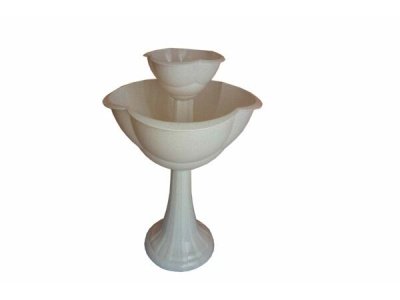 Кашпо 2х ярусное на высокой стойке белое (3шт/уп) - фото в Миди Лтд Изображение товара Кашпо 2х ярусное на высокой стойке белое (3шт/уп) в Миди Лтд