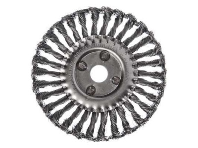 Щетка металл. ЕРМАК для УШМ 175мм/22мм крученая дисковая (30шт/кор) - фото в Миди Лтд Изображение товара Щетка металл. ЕРМАК для УШМ 175мм/22мм крученая дисковая (30шт/кор) в Миди Лтд