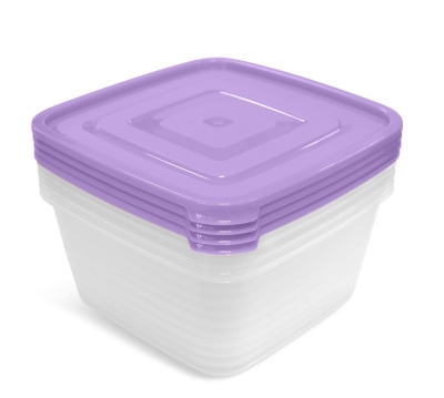 Изображение товара Набор контейнеров УНИКО для продуктов (СВЧ) квадратные 4шт 1,4л (12шт/уп) в Миди Лтд