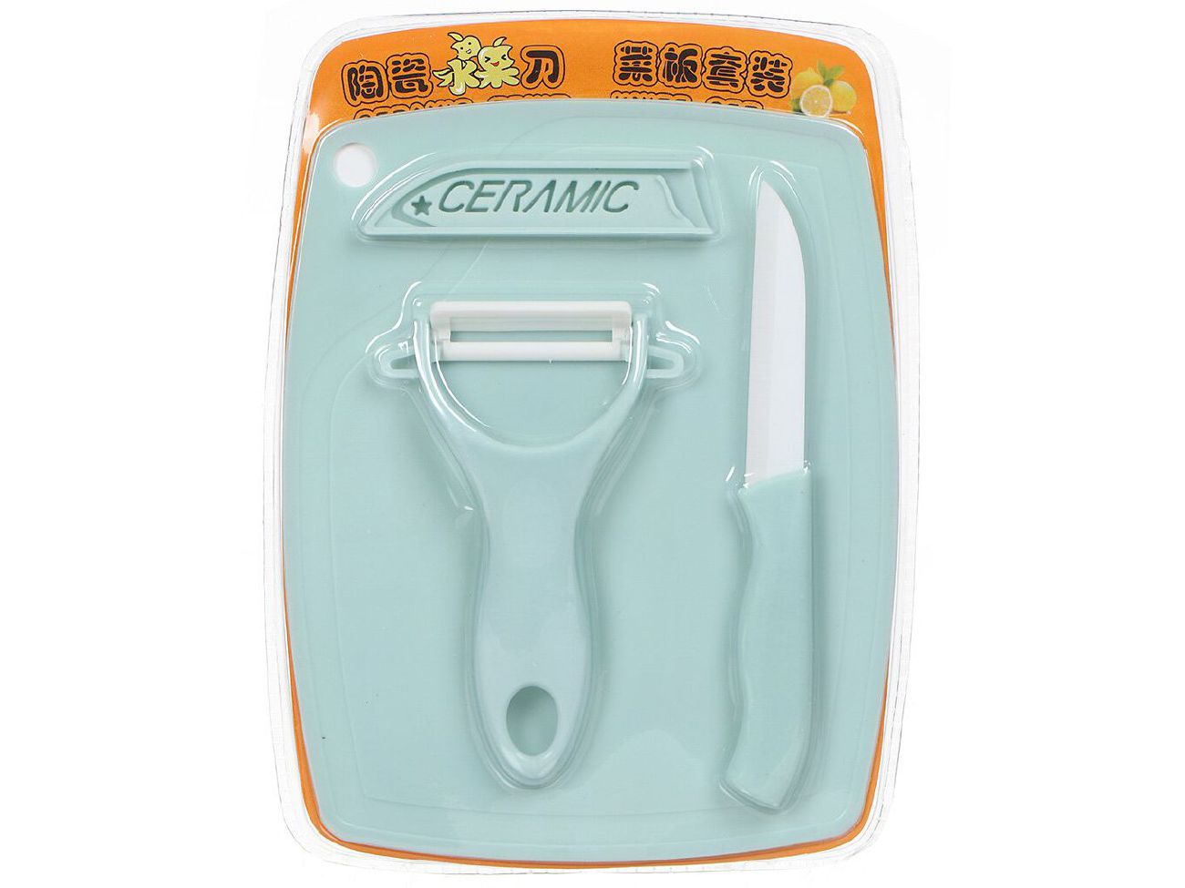 Набор ножей кухонных керамика 3 предмета (нож, овощечистка, доска пластик) голубой Daniks (100шт/уп) - фото в Миди Лтд Изображение товара Набор ножей кухонных керамика 3 предмета (нож, овощечистка, доска пластик) голубой Daniks (100шт/уп) в Миди Лтд