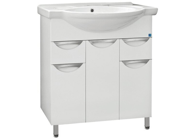 Изображение товара Тумба для ванной "ТАНГО" 80/2 белая с умывальником "Балтика" 80 в Миди Лтд