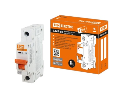 Изображение товара Автоматический выключатель ВА47-60 1Р 32А 6кА х-ка С TDM в Миди Лтд