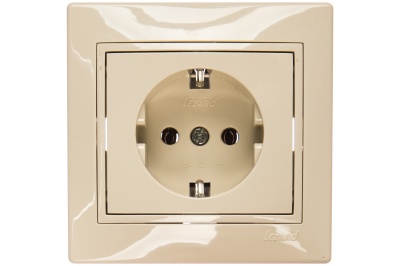 Розетка 1 местная LEZARD Мира крем со вставкой с/з керамика - фото в Миди Лтд Изображение товара Розетка 1 местная LEZARD Мира крем со вставкой с/з керамика в Миди Лтд