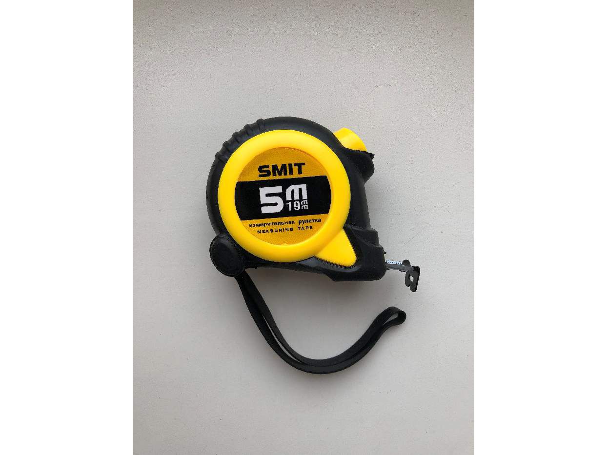 Рулетка  5м*19мм SMIT прорезиненая противоударная - фото в Миди Лтд Изображение товара Рулетка  5м*19мм SMIT прорезиненая противоударная в Миди Лтд