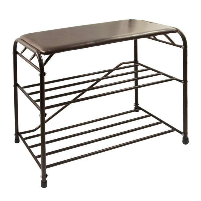 Изображение товара Подставка для обуви 3 полки 65 с сиденьем медный антик в Миди Лтд