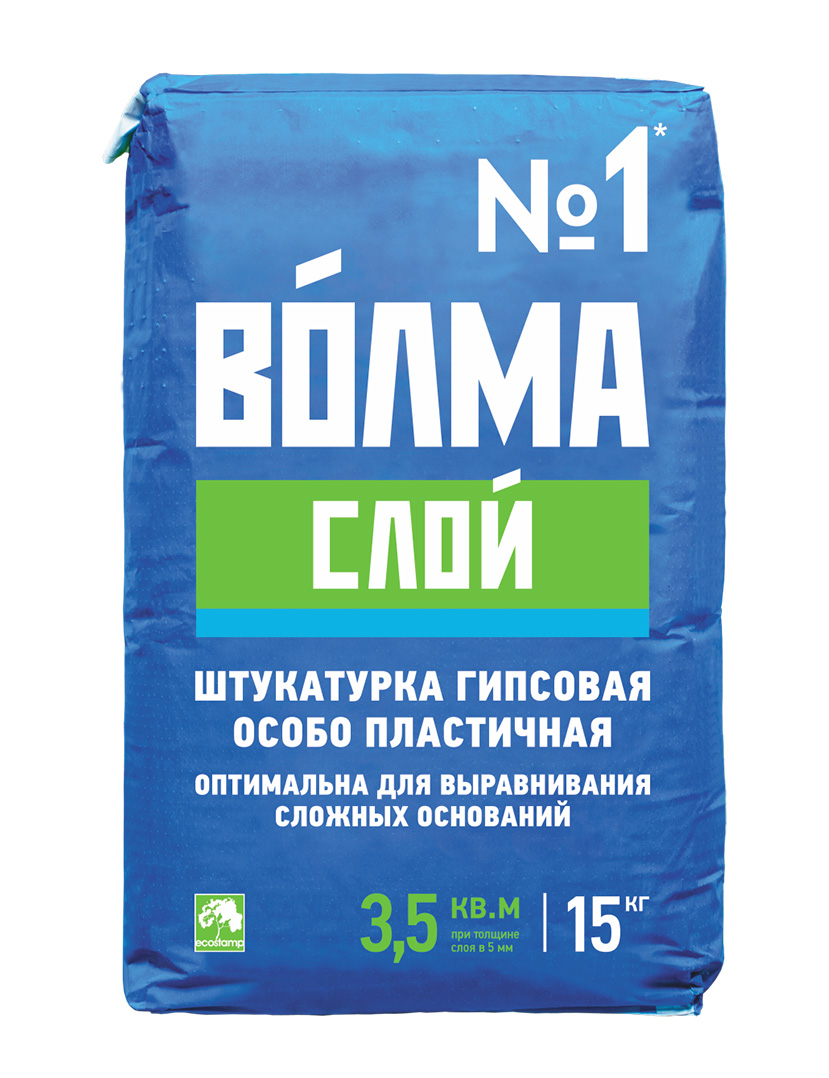 Штукатурка гипсовая ВОЛМА-Слой 15кг (81шт/пал) - фото в Миди Лтд Изображение товара Штукатурка гипсовая ВОЛМА-Слой 15кг (81шт/пал) в Миди Лтд
