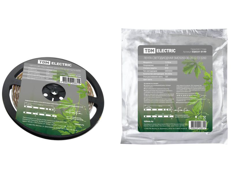 Лента светодиодная SMD5050 60LED/м IP20 12B 10Вт/м RGBW 5м TDM - фото в Миди Лтд Изображение товара Лента светодиодная SMD5050 60LED/м IP20 12B 10Вт/м RGBW 5м TDM в Миди Лтд