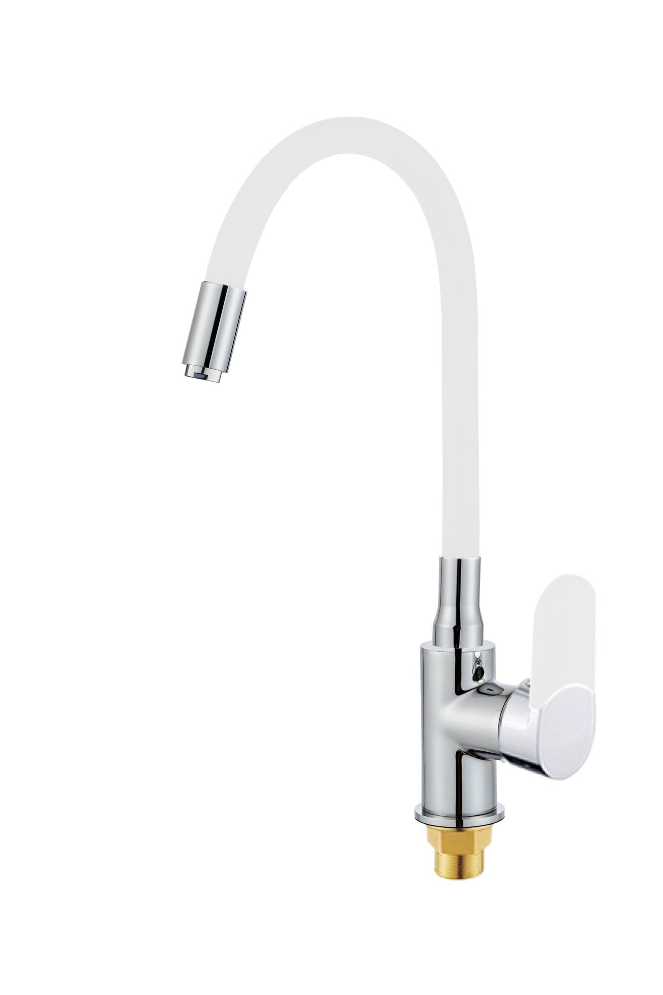 Смеситель для кухни высокий силиконовый излив 35мм гайка белый ХХХ - фото в Миди Лтд Изображение товара Смеситель для кухни высокий силиконовый излив 35мм гайка белый ХХХ в Миди Лтд