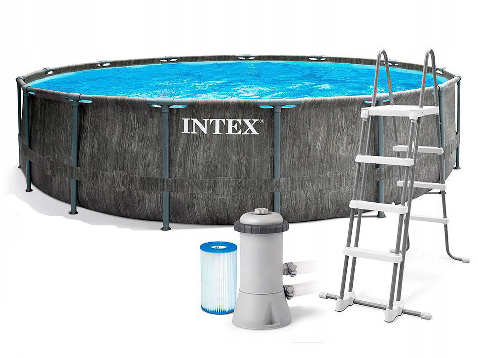 Бассейн каркасный с фильтр-насосом, лестницей и чехлом INTEX GREYWOOD PRISM FRAME 457*122см 26742NP - фото в Миди Лтд Изображение товара Бассейн каркасный с фильтр-насосом, лестницей и чехлом INTEX GREYWOOD PRISM FRAME 457*122см 26742NP в Миди Лтд
