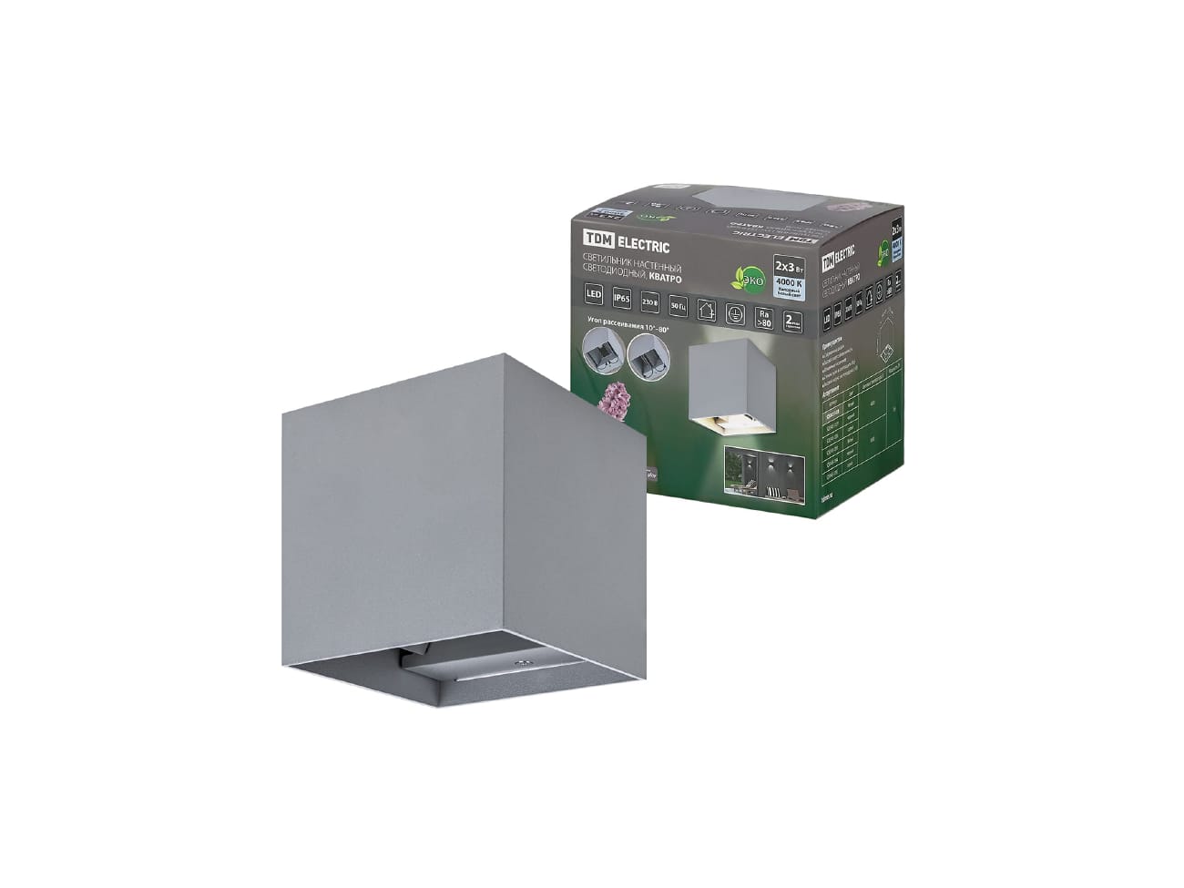 Светильник LED настенный Кватро 2*3Вт 4000К Н100мм IP65 алюм/сер верх/вниз TDM - фото в Миди Лтд Изображение товара Светильник LED настенный Кватро 2*3Вт 4000К Н100мм IP65 алюм/сер верх/вниз TDM в Миди Лтд