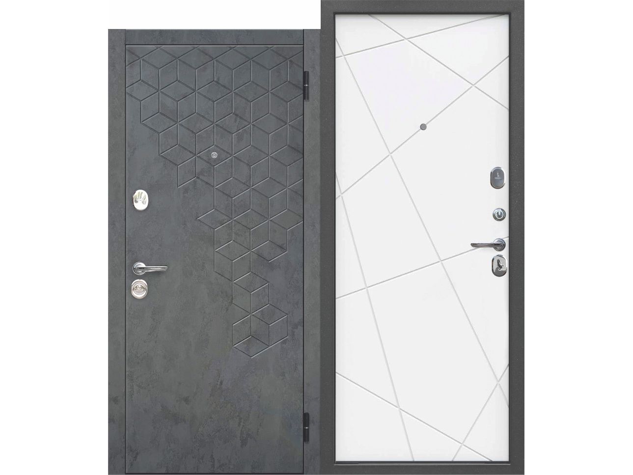 Дверь металлическая 860 правая Феникс линии велюр белый софт (ручка, основной замок, доп. замок) - фото в Миди Лтд Изображение товара Дверь металлическая 860 правая Феникс линии велюр белый софт (ручка, основной замок, доп. замок) в Миди Лтд