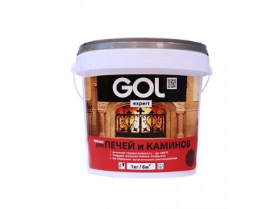 Изображение товара Краска для печей и каминов GOLexpert красно-коричневая 1кг (12шт/уп; 660шт/пал) Х в Миди Лтд
