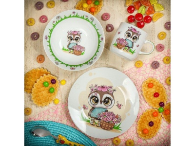 Изображение товара Набор посуды керамика Daniks 3 предмета (тарелка 17,5см, салатник 15см, кружка 230мл) Цветочная Х в Миди Лтд