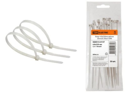 Изображение товара Хомуты нейлоновые белые 350х4,8мм (50шт/уп) TDM в Миди Лтд