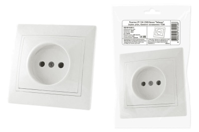 Изображение товара Розетка 2P белая Таймыр 10А (пром. упак, бакелит. основание) 250В TDM в Миди Лтд
