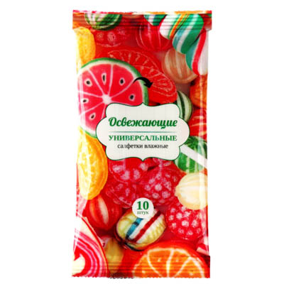 Салфетки влажные универсальные освежающие 10шт   Х - фото в Миди Лтд Изображение товара Салфетки влажные универсальные освежающие 10шт   Х в Миди Лтд