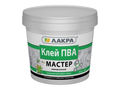 Изображение товара Клей ПВА Лакра универсальный Мастер  0,9кг  (12шт/уп, 432шт/пал) в Миди Лтд