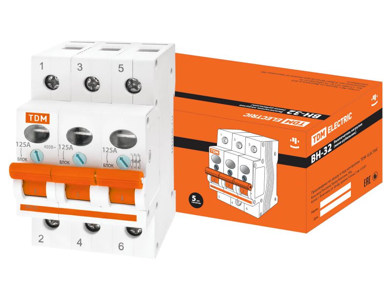 Изображение товара Выключатель нагрузки ВН-32 3Р 125А TDM в Миди Лтд