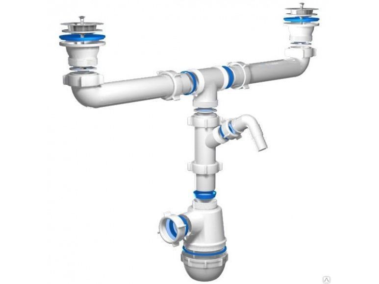 Изображение товара Сифон Ани Грот 1 1/2"*40 двойной с отводом стиральной машины (20шт/уп) в Миди Лтд