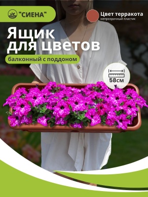 Ящик для растений СИЕНА с поддоном 58см терракот (5шт/уп) - фото в Миди Лтд Изображение товара Ящик для растений СИЕНА с поддоном 58см терракот (5шт/уп) в Миди Лтд