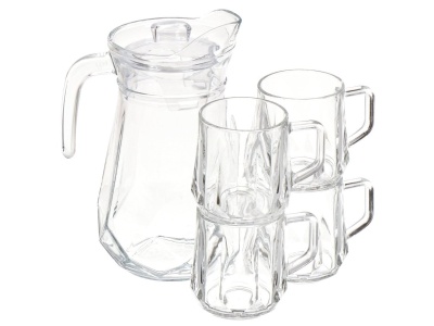 Набор для воды стекло Грани 5пр (кувшин +стакан 4шт) Daniks (8шт/уп) - фото в Миди Лтд Изображение товара Набор для воды стекло Грани 5пр (кувшин +стакан 4шт) Daniks (8шт/уп) в Миди Лтд