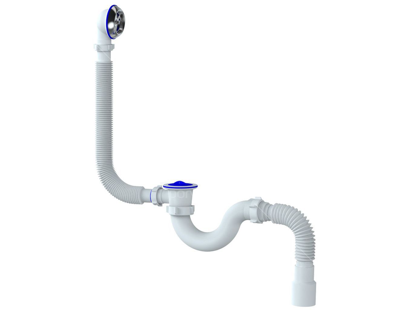 Изображение товара Сифон для ванны Unicorn 40/50 с пластиковым выпуском и переливом S32P в Миди Лтд