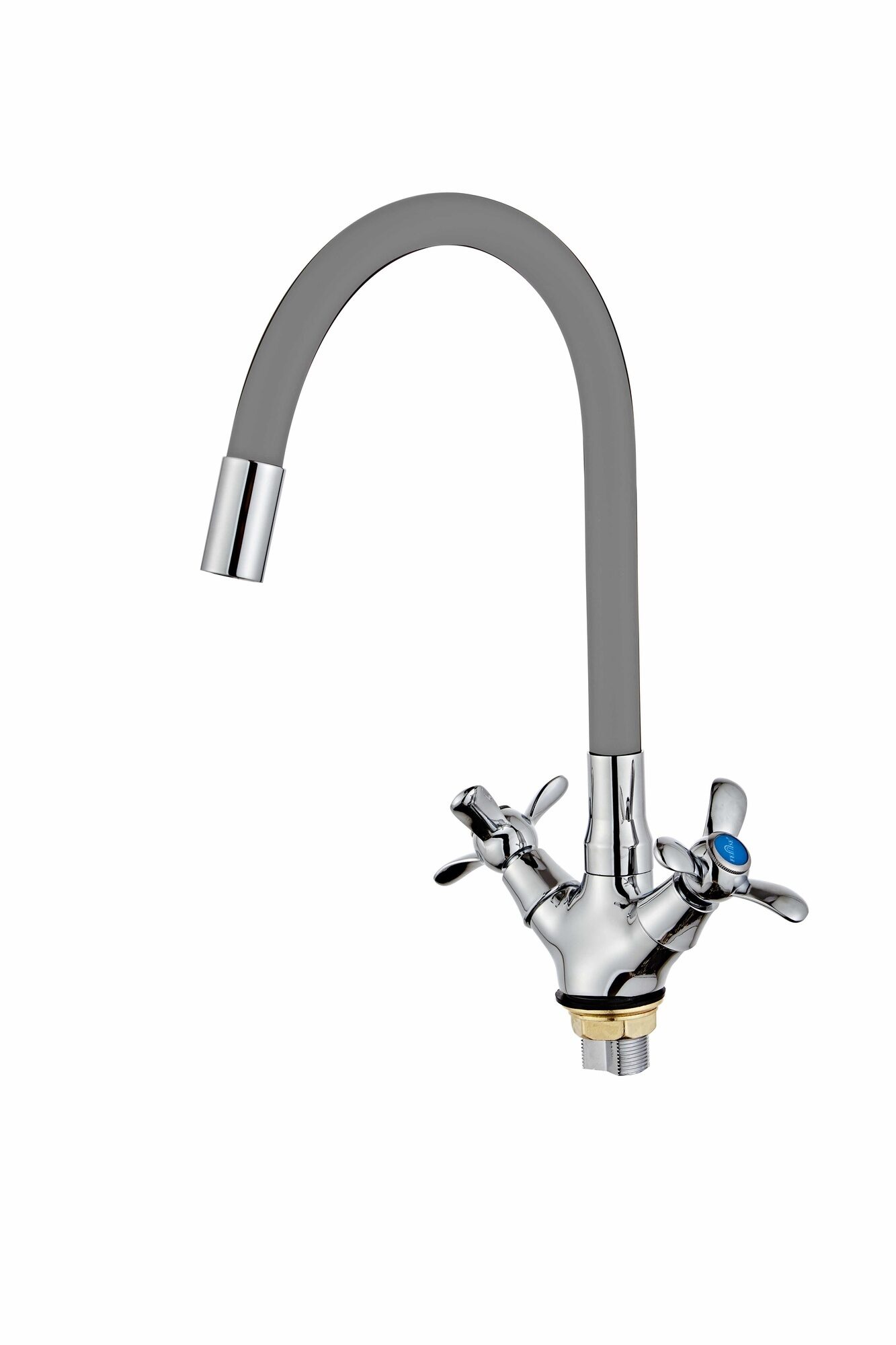 Смеситель для кухни высокий силиконовый излив гайка серый ХХХ - фото в Миди Лтд Изображение товара Смеситель для кухни высокий силиконовый излив гайка серый ХХХ в Миди Лтд