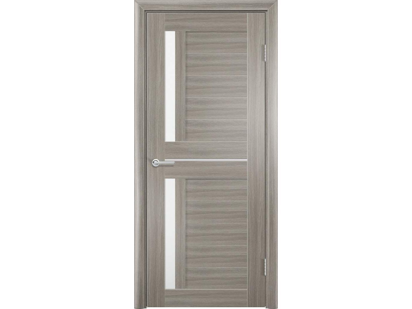 Изображение товара Полотно дверное ПО экошпон модель-27 дуб дымчатый стекло матовое белое 800 в Миди Лтд
