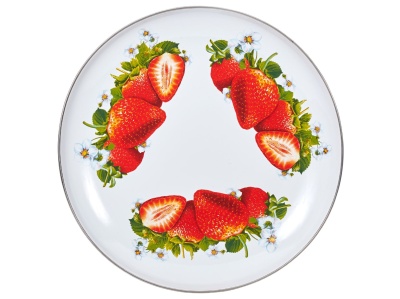 Изображение товара Блюдо эмаль белая 2,5л Сочная клубника С-0811А/5 (5шт/уп) в Миди Лтд
