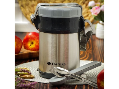 Изображение товара Термос для еды нерж сталь 2л (SL-200MY) широкая горловина с ложкой и вилкой Daniks Серебристый Х в Миди Лтд