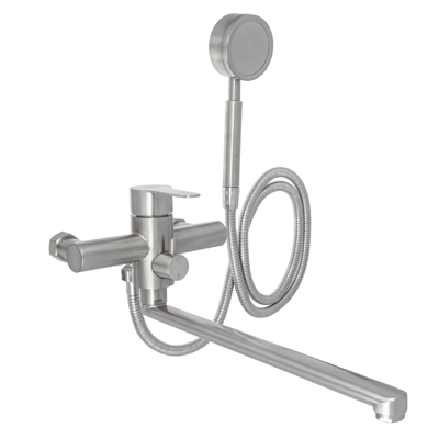 Смеситель для ванны СоюзКран с душем прямой излив керам картридж 40мм нерж сталь - фото в Миди Лтд Изображение товара Смеситель для ванны СоюзКран с душем прямой излив керам картридж 40мм нерж сталь в Миди Лтд