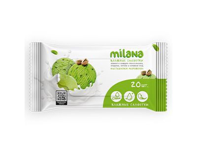 Изображение товара Салфетки влажные антибактериальные Milana фисташковое мороженное (20шт/уп) в Миди Лтд