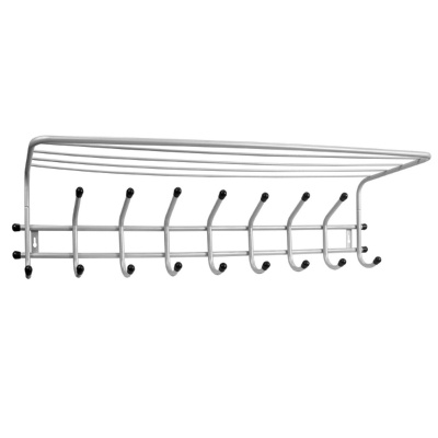 Изображение товара Вешалка настенная Комфорт 9 с полкой серый металлик 9 крючков (2шт/уп) в Миди Лтд