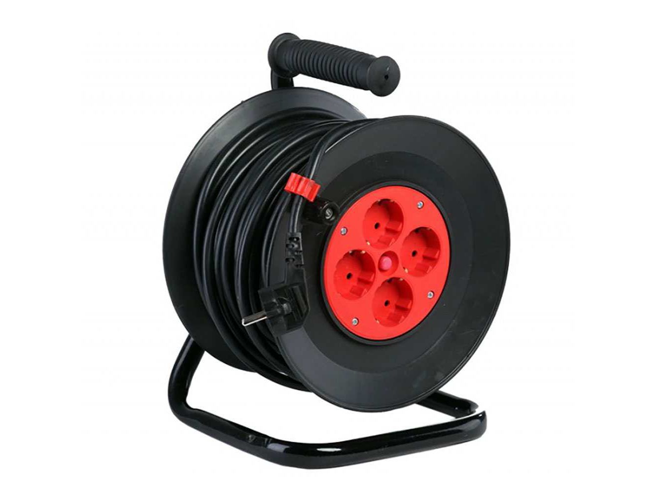 Удлинитель на катушке 30м ПВС 2*1,5 с 4 евророзетками (2шт/кор) - фото в Миди Лтд Изображение товара Удлинитель на катушке 30м ПВС 2*1,5 с 4 евророзетками (2шт/кор) в Миди Лтд